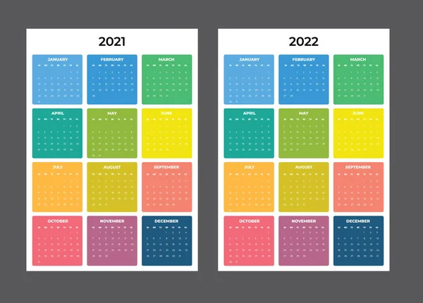 Kalendarz 2021-2020 - ilustracja. Szablon. Szykuj się. Kalendarz wektorów — Wektor stockowy