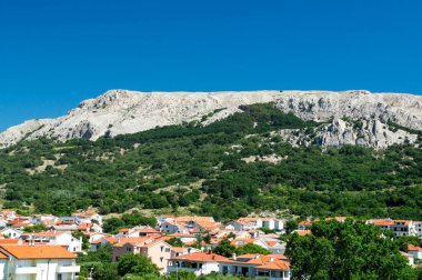 Hill side ağaçlar ve tatil evleri