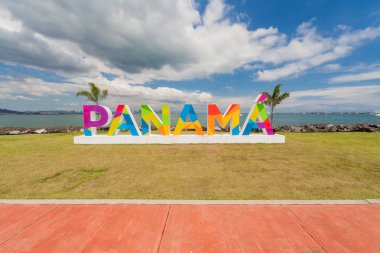 Panama lettering on the Causeway in Panama City clipart