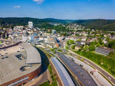 Gummersbach, Almanya bir kasabada hava fotoğraf