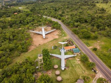 Decommissioned aircraft on a private plot in Paraguay. clipart
