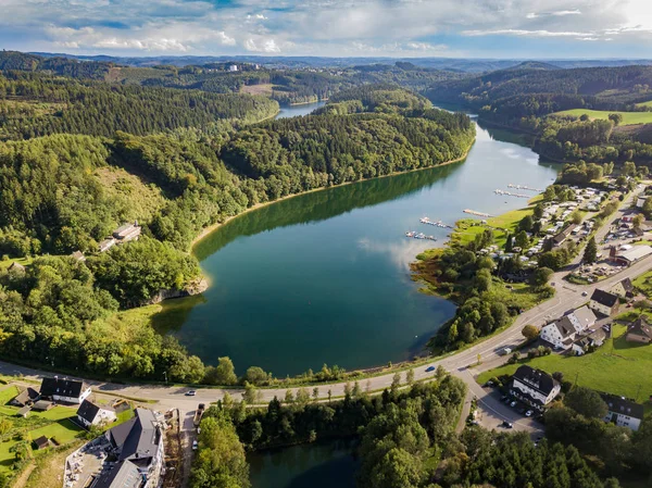 Vista Aérea Barragem Agger Gummersbach Lantenbach — Fotografia de Stock