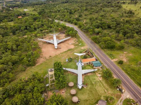 Loma Grande Paraguai Novembro 2017 Vista Aérea Duas Aeronaves Descartadas — Fotografia de Stock