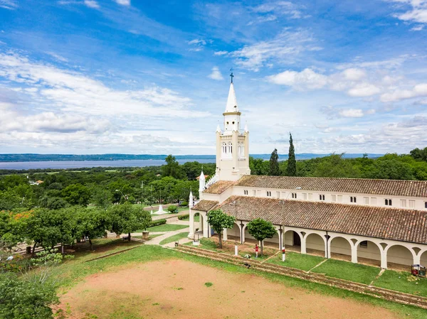Aerial View Catholic Church Iglesia Virgen Candelaria Aregua Paraguay Overlooking — Stock Photo, Image