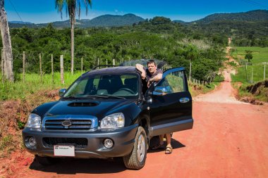 Man in the wilderness of Paraguay, here Colonia Independencia. clipart