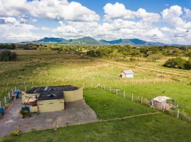 Aerial view in Paraguay overlooking the Ybytyruzu Mountains. clipart