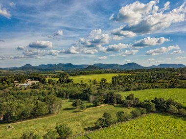 Aerial view in Paraguay overlooking the Ybytyruzu Mountains. clipart