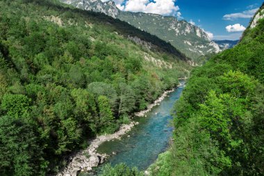 Dağlar yeşil orman doğa manzara, river Kanyonu