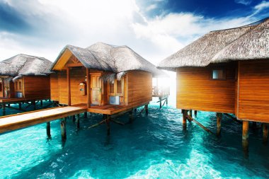 Su bungalov resort adlı Adaları. Hint Okyanusu, Maldivler