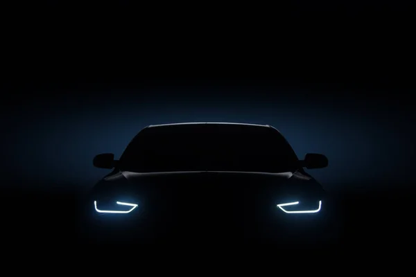Mavi araba farlar, şekil kavramı sanat karanlık