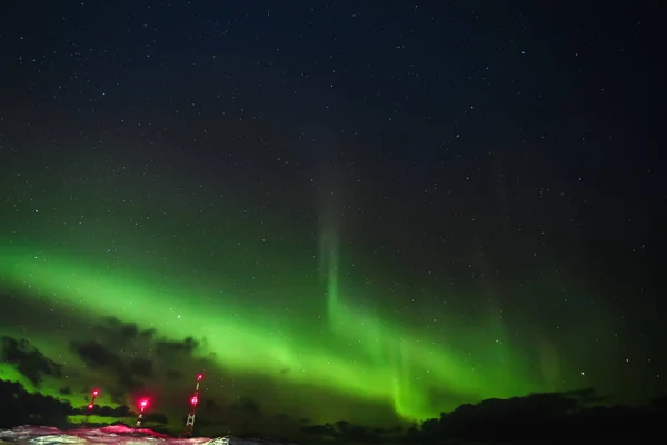 Északi fény. Aurora borealis természeti táj, éjszaka — Stock Fotó