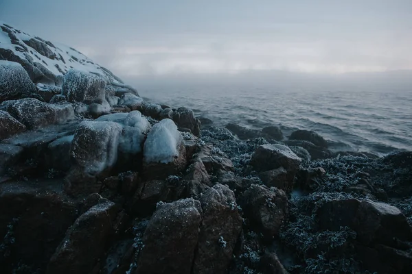 Télen a Barents-tenger. Kola-félsziget, Oroszország — Stock Fotó