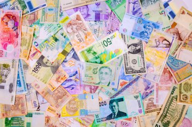 Farklı çeşitli para arka plan. Birçok nakit banknot