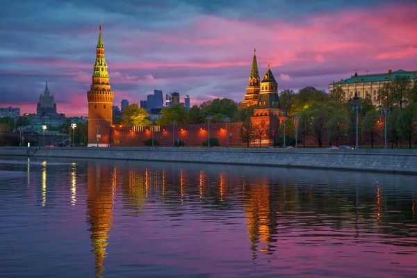 Moskova Şehri Rusya Kremlin Gün Batımında — Stok fotoğraf