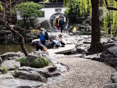 Klasik Çin bahçede ilkbahar