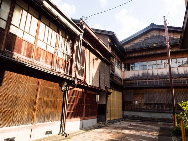Традиційні Японські Дерев Яні Будинки Історичному Районі Гейша Каназава Японія — стокове фото