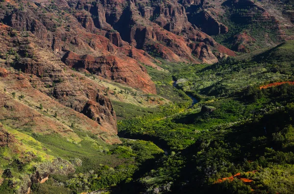 Cores Vermelhas Verdes Waimea Canyon — Fotografia de Stock