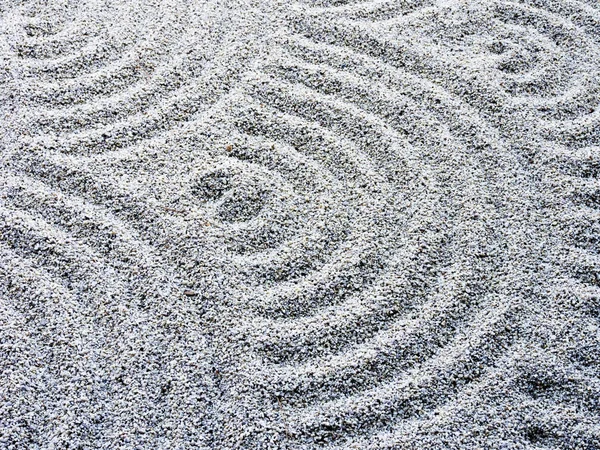 Wavy sand pattern in Japanese rock garden