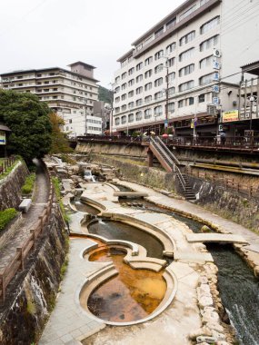 Kobe, Japonya - 27 Ekim 2016: Arima Onsen kaplıca beldesi, Japonya 'nın en eski kaplıcalarından biri