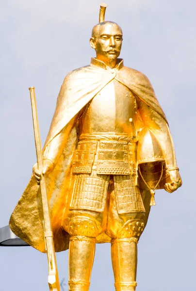 Gifu Japan October 2015 Golden Statue Famous Warlord City Founder — Stock Photo, Image