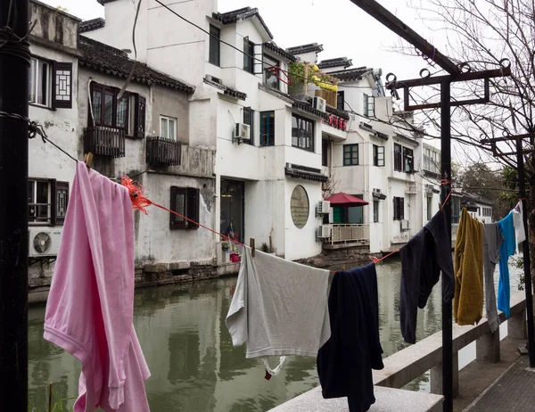 Suzhou Chine Mars 2016 Séchage Blanchisserie Extérieur Dans Vieille Ville — Photo