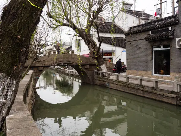 Suzhou Chine Mars 2016 Pont Pierre Reflété Dans Les Eaux — Photo