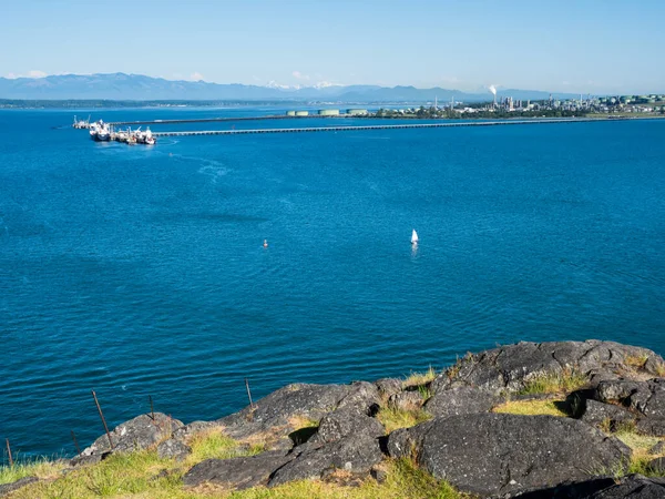 Θέα Από Πάρκο Cap Sante Στο Anacortes Φόντο Marathon Anacortes — Φωτογραφία Αρχείου