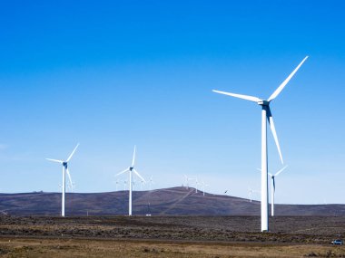 Ellensburg, Washington yakınlarındaki Columbia Nehri Boğazı 'nda rüzgar türbinleri