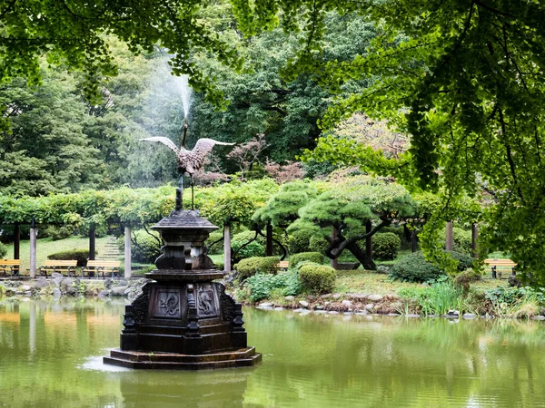 Estanque Unkei Fuente Crane Parque Hibiya Tokio Japón — Foto de Stock