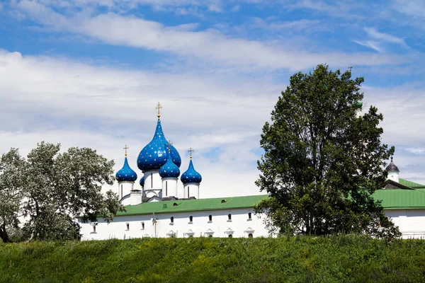 Domos Azules Del Kremlin Suzdal Día Soleado Suzdal Rusia — Foto de Stock