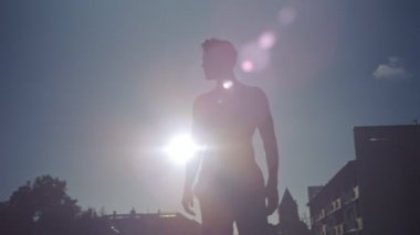 Yorgun atlet yorucu sonra dinlenme koşucu