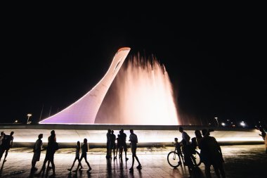 Soçi, Rusya - 1 Ağustos 2016. Sochi şarkı çeşme