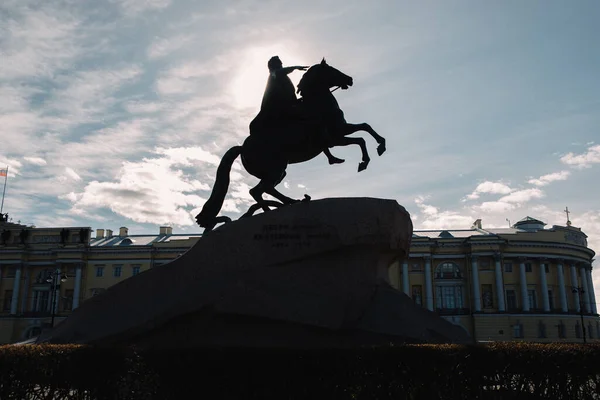 Het Monument Voor Peter Grote Sint Petersburg Rusland Tijdens Coronaviruspandemie — Stockfoto