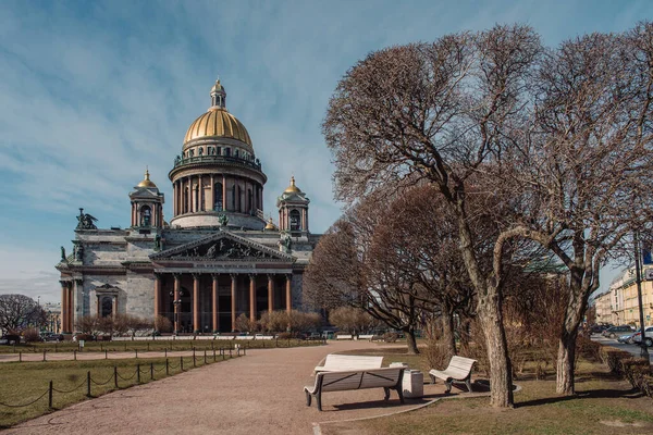 Katedrála Svatého Izáka Petrohradě Rusko Během Pandemie Koronaviru Dubnu2020 Prázdná — Stock fotografie