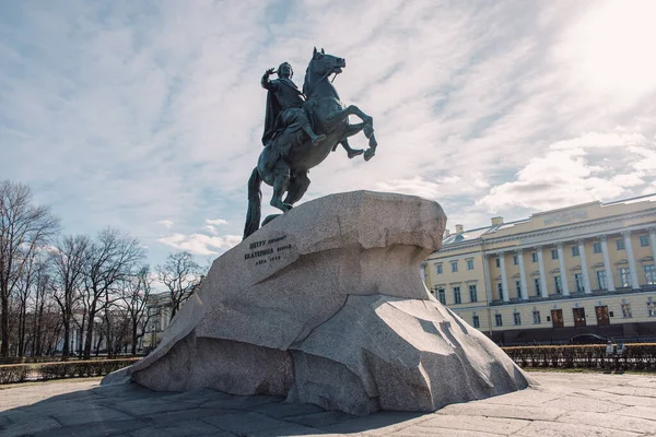 Monumento Pedro Grande São Petersburgo Rússia Durante Pandemia Coronavírus Abril — Fotografia de Stock