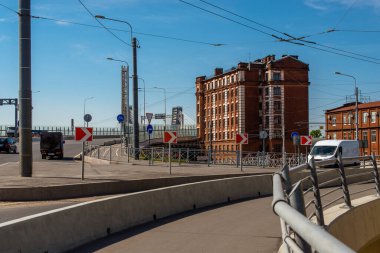 SAINT PETERSBURG, RUSSIA - 22 MAYIS 2019: Betancourt Köprüsü 'nden sonra bölgede Batı Yüksek Hız Çapı.