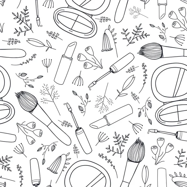 cosmetics hand drawn outline pattern