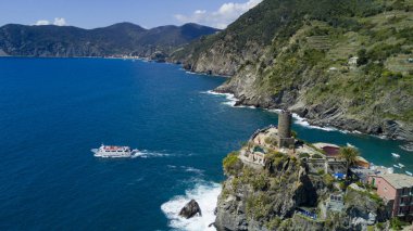 Havadan fotoğraf dron Vernazza ünlü Cinqueterre biri üzerinde çekim