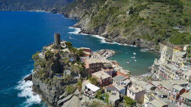 Havadan fotoğraf dron Vernazza ünlü Cinqueterre biri üzerinde çekim