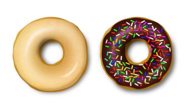 Çörekler kırpma yolu olan beyaz bir arkaplanda izole edildi