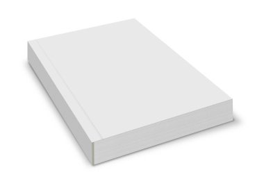 Boş softcover kitabı beyaz arkaplanda izole edildi