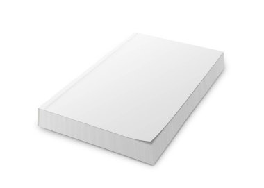 Boş softcover kitabı beyaz arkaplanda izole edildi