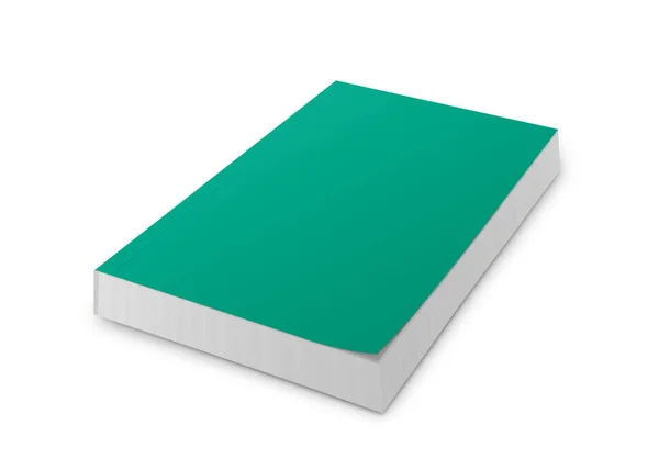 Libro Bianco Con Copertina Morbida Isolato Sfondo Bianco — Foto Stock