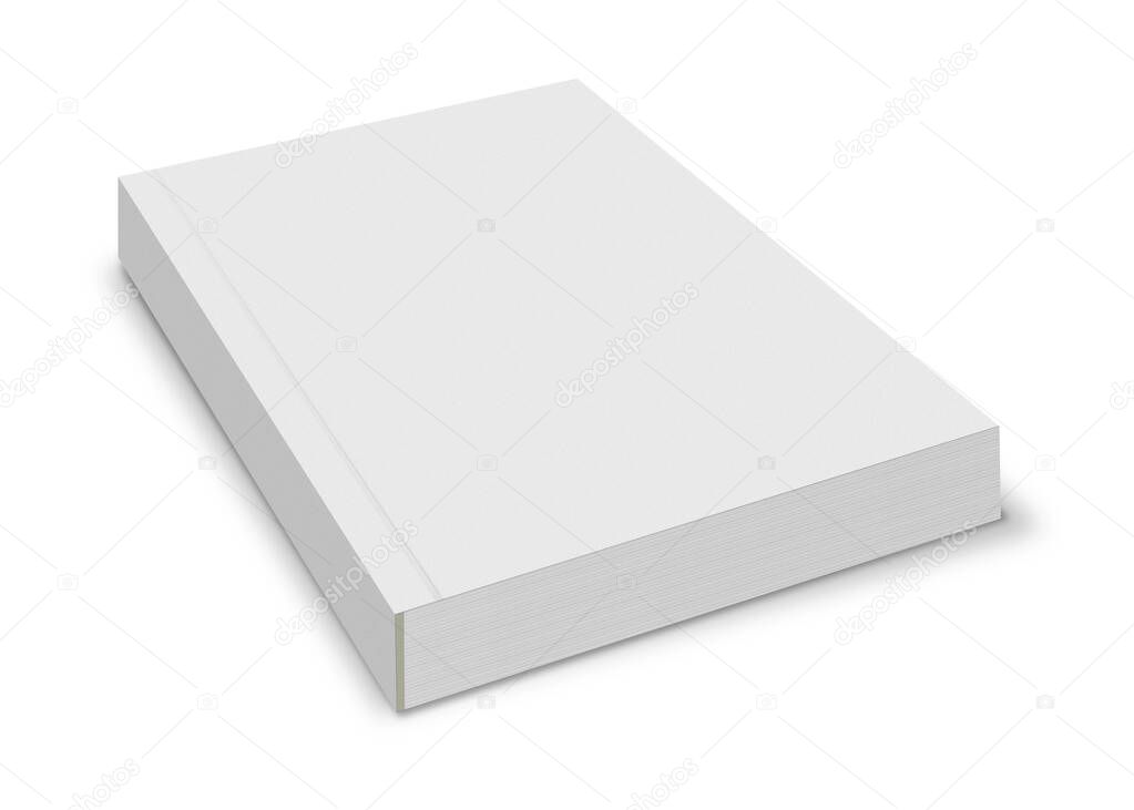Blank softcover book isolated on white background