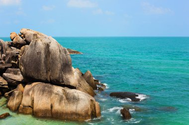 Güzel tropikal vahşi kumsal Adası Samui, Tayland