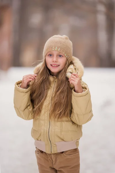 Portrait Von Happy Russian Little Girl Vor Dem Hintergrund Des — Stockfoto