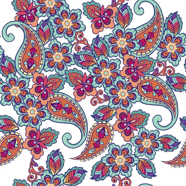 Traditionelles nahtloses Paisley-Muster. dekorative Ornamentkulisse für Stoff, Textilien, Packpapier. — Stockvektor