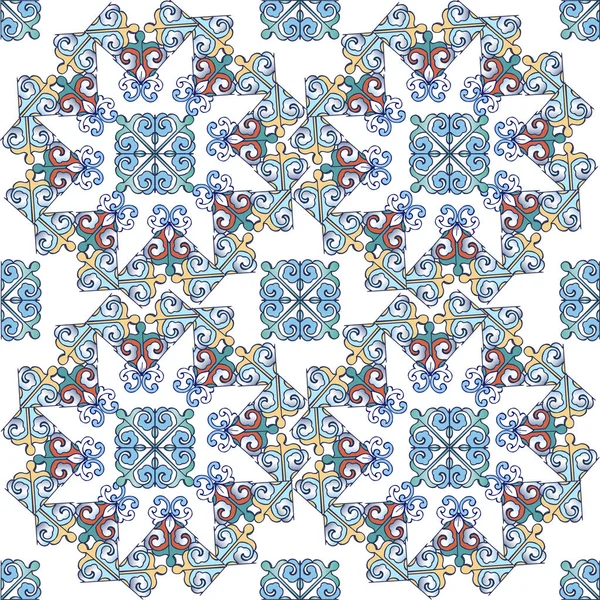 Patrón ornamental oriental sin costuras. Vector geométrico azulejos con mandala. Fondo de adorno decorativo para tela, textil, papel de envolver . — Vector de stock