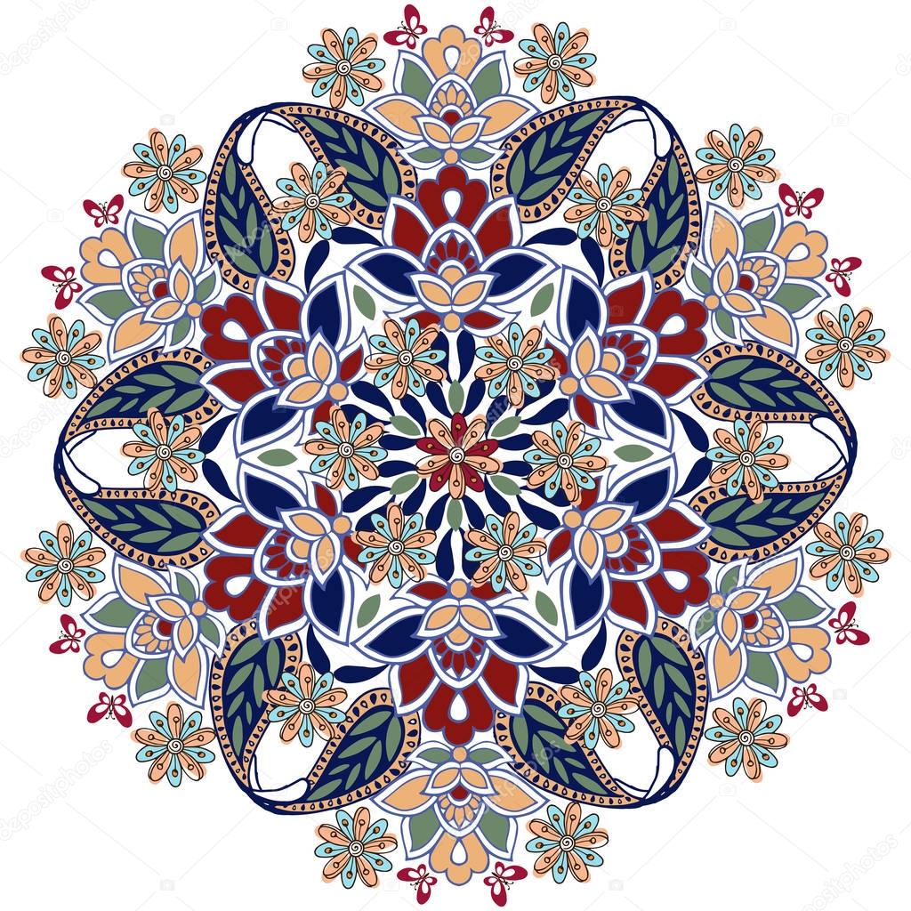 Oriental floral mandala. Persian mandala isolated on white background
