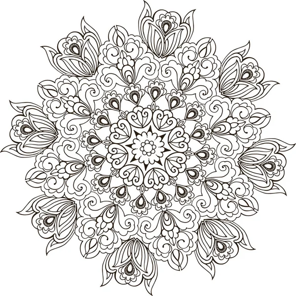 Mandala floral para colorear anti-estrés. Mandala Paisley — Vector de stock